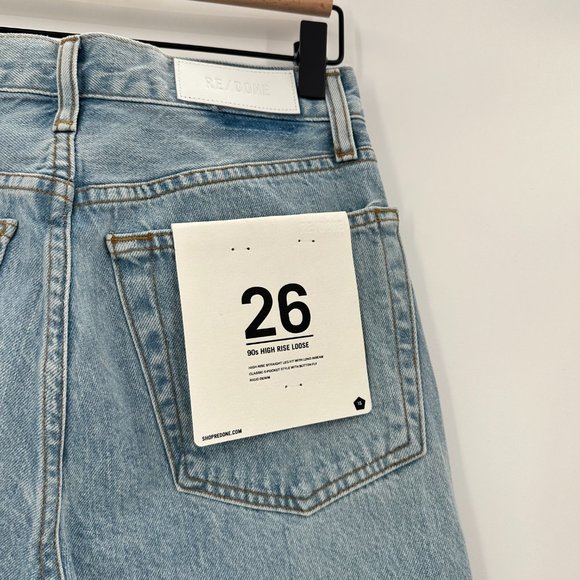 Re/Done 90s High Rise Loose Baggy Light Wash Jeans - Picture 7 of 8